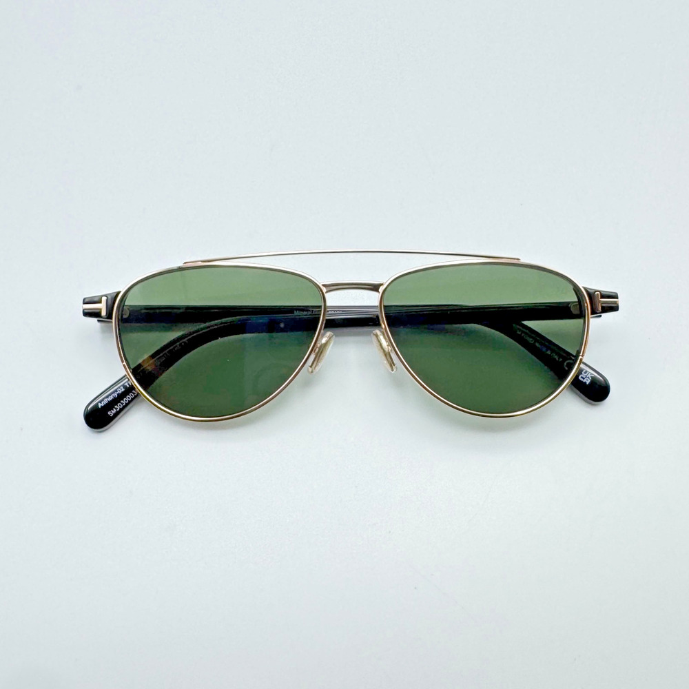 Tom Ford Sunglasses Anthony-02 TF1361 28N Gold Pilot Frame Green Glass Lens 55mm